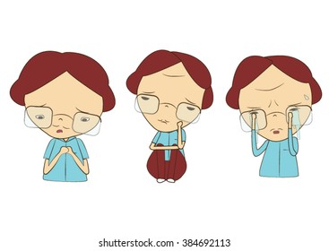 set of person be sad,upset,downhearted