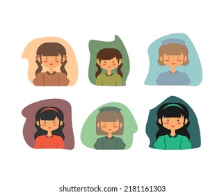 Set of Person Character Fashion Girl Illustrations 