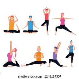 set of person doing yoga poses