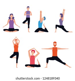 set of person doing yoga poses