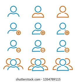 Set person and group of people icons - stock vector
