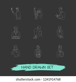 Set of person icons line style symbols with assistant, judgment, teacher and other icons for your web mobile app logo design.