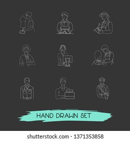 Set of person icons line style symbols with seller, postman, tailor and other icons for your web mobile app logo design.
