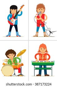 Set of personages. Rock musicians. Vector illustration