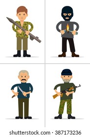 Set of personages. Terrorists and offenders. Vector illustration