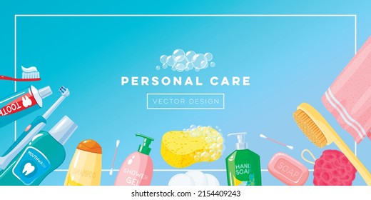 Set of personal care, vector illustration icon layout for fliers, booklets, posters. Template for book cover or wallpaper.