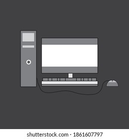 Set up personal computer logo flat design monitor keyboard and mouse
