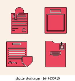 Set Personal folder, File document and paper clip, Empty form and Contract with shield icon. Vector