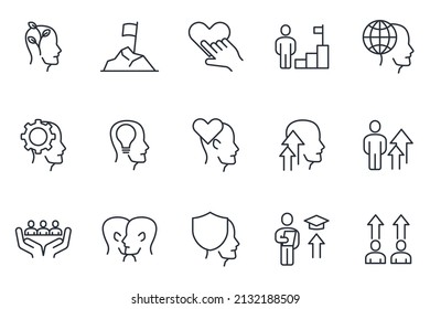 conjunto de elementos de crecimiento personal o habilidades blandas plantilla de símbolos para la colección de diseños gráficos y web ilustración vectorial
