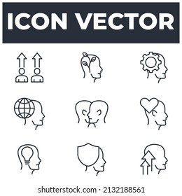 conjunto de elementos de crecimiento personal o habilidades blandas plantilla de símbolos para la colección de diseños gráficos y web ilustración vectorial