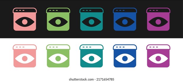 Set Personal information collection icon isolated on black and white background. Collection of personal data.  Vector