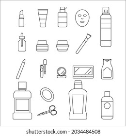 conjunto de cuidados de productos personales, vector