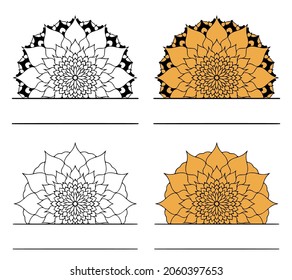 A set of personalized monograms in the form of flower mandalas. Vector clip art.