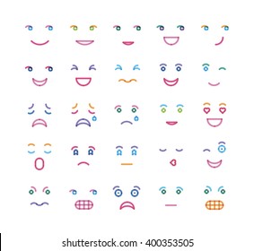 set of persons  emotion with effect of transparency