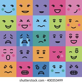 set of persons  emotion on a color background