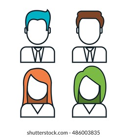 set persons social media design isolated
