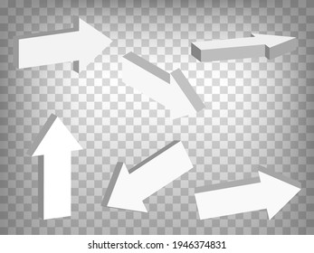 Set of perspective projections 3d arrows model icons on transparent background. 3d arrows. Abstract concept of graphic elements for your web site design, app, UI. EPS 10 - Powered by Shutterstock - Get 15% off with code: PIKWIZARD15