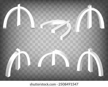 Set of perspective projections 3d Azerbaijani manat  Sign model icons on transparent background.  High detailed 3d sign of Azerbaijani manat.  Abstract concept of graphic elements . EPS 10