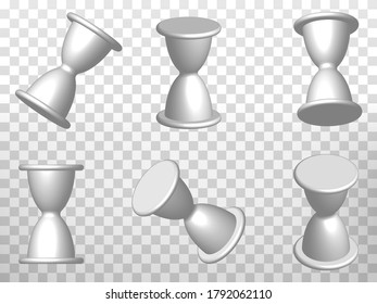 Set of perspective projections 3d hourglass model icons on transparent background.  3d figure.  Abstract concept of graphic elements for your web site design, app, UI. EPS 10