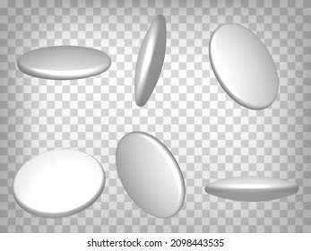 Set of perspective projections 3d pill model icons on transparent background.  3d pilules.  Abstract concept of graphic elements for your web site design, app, UI. EPS 10