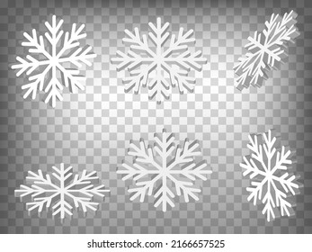 Conjunto de proyecciones de perspectiva Iconos del modelo 3d Snowflake sobre fondo transparente.  3.ª Copos de Nieve.  Concepto abstracto de elementos gráficos para el diseño de su sitio web, aplicación, interfaz de usuario. EPS 10