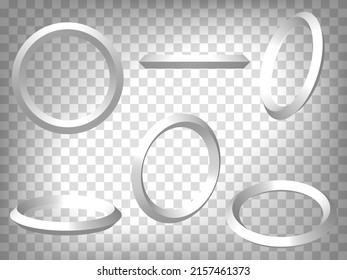 Set of perspective projections 3d torus model icons on transparent background.  3d faceted torus.  Abstract concept of graphic elements for your web site design, app, UI. EPS 10