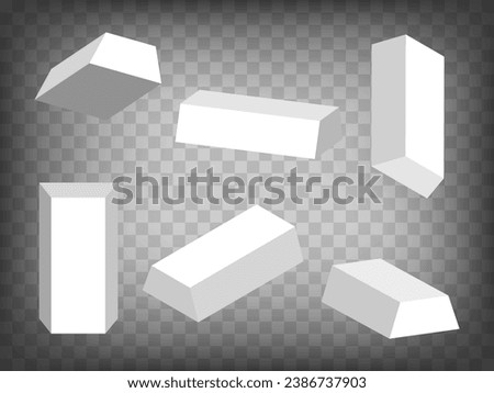 Set of perspective projections 3d trapezoidal prism model icons on transparent background.  3d trapezoidal prism.  Abstract concept of graphic elements for your design, app, UI. EPS10 Foto stock © 