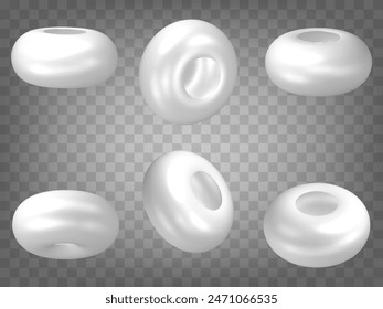 Set of perspective projections torus model icons on transparent background.  Torus illustration with different views and angles.  Abstract concept of graphic elements for your design. EPS 10  