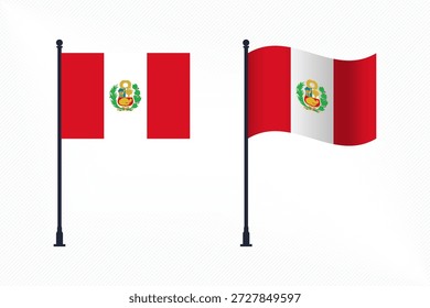 Conjunto de banderas de Perú aisladas para la celebración del Día de la Independencia