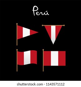 Set of peruvian flags, peru symbols