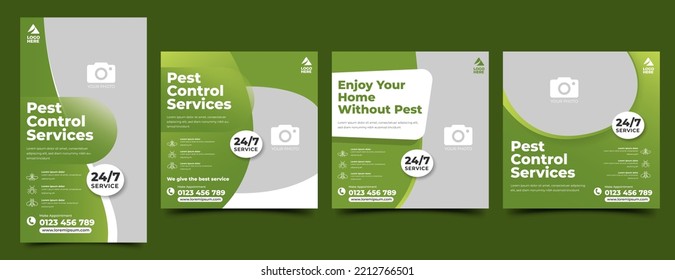 Set of Pest control services social media post and story template