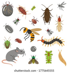 Set of pests and pests illustration