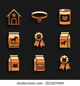 Set Pet award symbol, Bag of food, Dog, for dog, cat and  icon. Vector