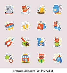 Set von Pet Care Flat Sticker 

