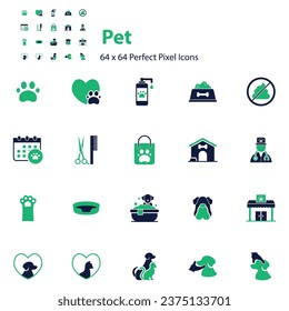 set of pet care icon, animals, veterinary