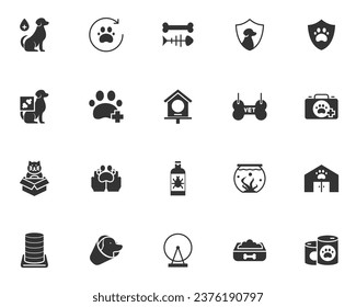 conjunto de ícono de cuidado de mascotas, animales, veterinario