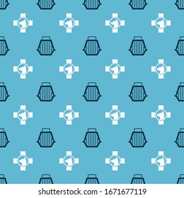 Set Pet carry case and Veterinary clinic symbol on seamless pattern. Vector