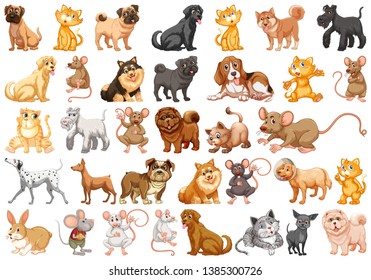 Set of pet character illustration