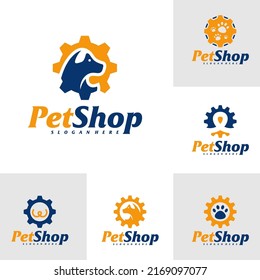 Set of Pet Gear Logo Design Template. Pet logo concept vector. Emblem, Creative Symbol, Icon