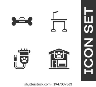 Set Pet grooming, Dog bone, Hair clipper pet and table icon. Vector