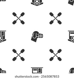 Set Pet grooming, Dog muzzle and Cotton swab for ears on seamless pattern. Vector