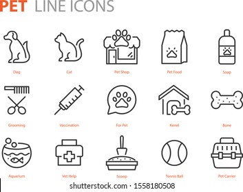 set of pet icons, dog, cat, puppy, animals