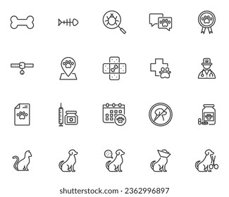set of pet icons, dog, cat