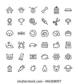 Set Pet Icons Modern Thin Line Stock Vector (Royalty Free) 496308097 ...