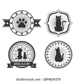conjunto de logotipos de mascotas para clínicas veterinarias y tiendas de mascotas aisladas en fondo blanco