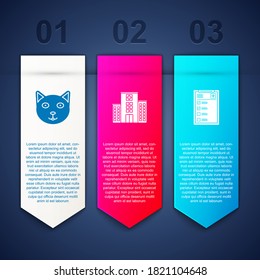 Set Pet, Medical hospital building and Clinical record. Business infographic template. Vector.