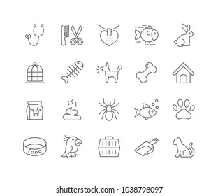 Set Of Pet Outline Icons Isolated On White Background.