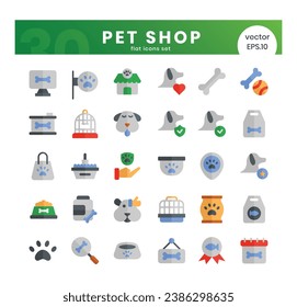 Set of pet shop icons. Flat style icon bundle. Vector Illustration