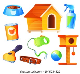 Set for pet shop, supermarket items, vector icons