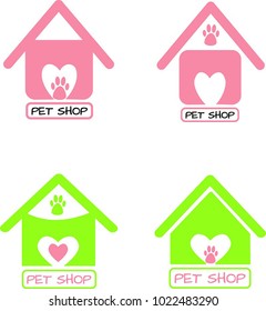 set of pet shops logos on white background
